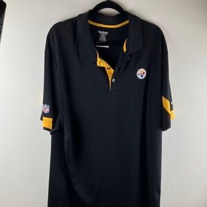 Pittsburgh Steelers NFL Reebok Polo Shirt 2XL Black/Gold Trim